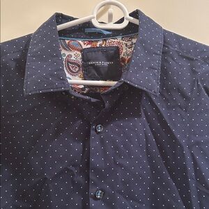 Denim & Flower Ricky Singh Polkadot Floral Cuff Button Down Long Sleeve size L